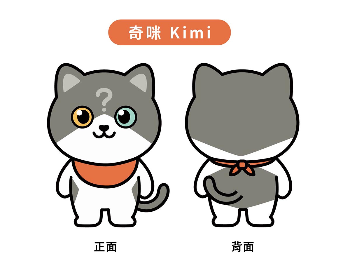 奇咪 Kimi 角色設定圖，正面與背面